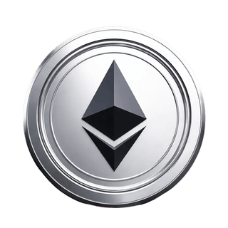 Schwebendes grafisches Element einer Ethereum ETH Kryptowährungsmünze
